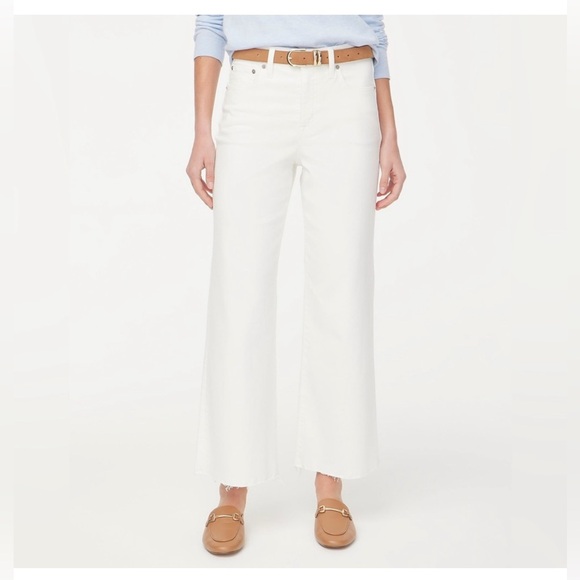 J. Crew Factory Denim - New J.Crew Factory Wide-leg cropped jean in all-day stretch White Size 26P
